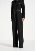 Ruby - Tailored Crepe Belted Utility Jumpsuit - Black