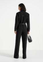 Ruby - Tailored Crepe Belted Utility Jumpsuit - Black