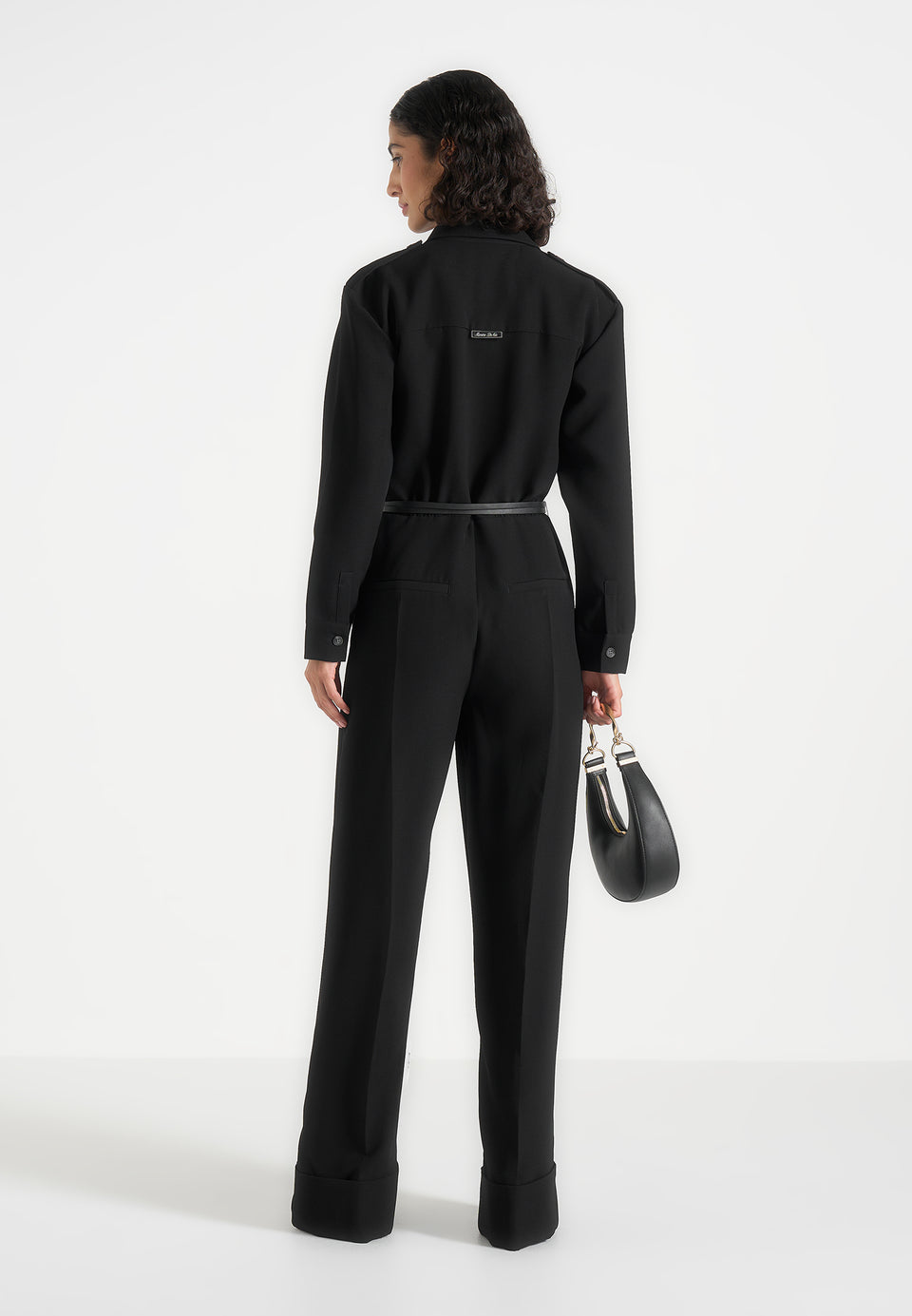 Ruby - Tailored Crepe Belted Utility Jumpsuit - Black