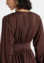 Ivana - Corset Maxi Dress with Detachable Sleeves – Brown