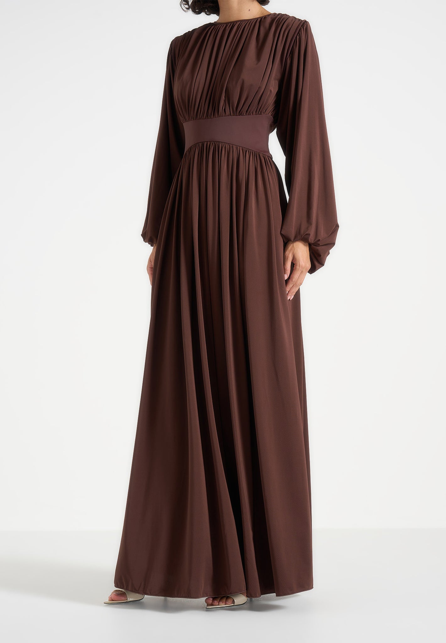 Ivana - Corset Maxi Dress with Detachable Sleeves – Brown