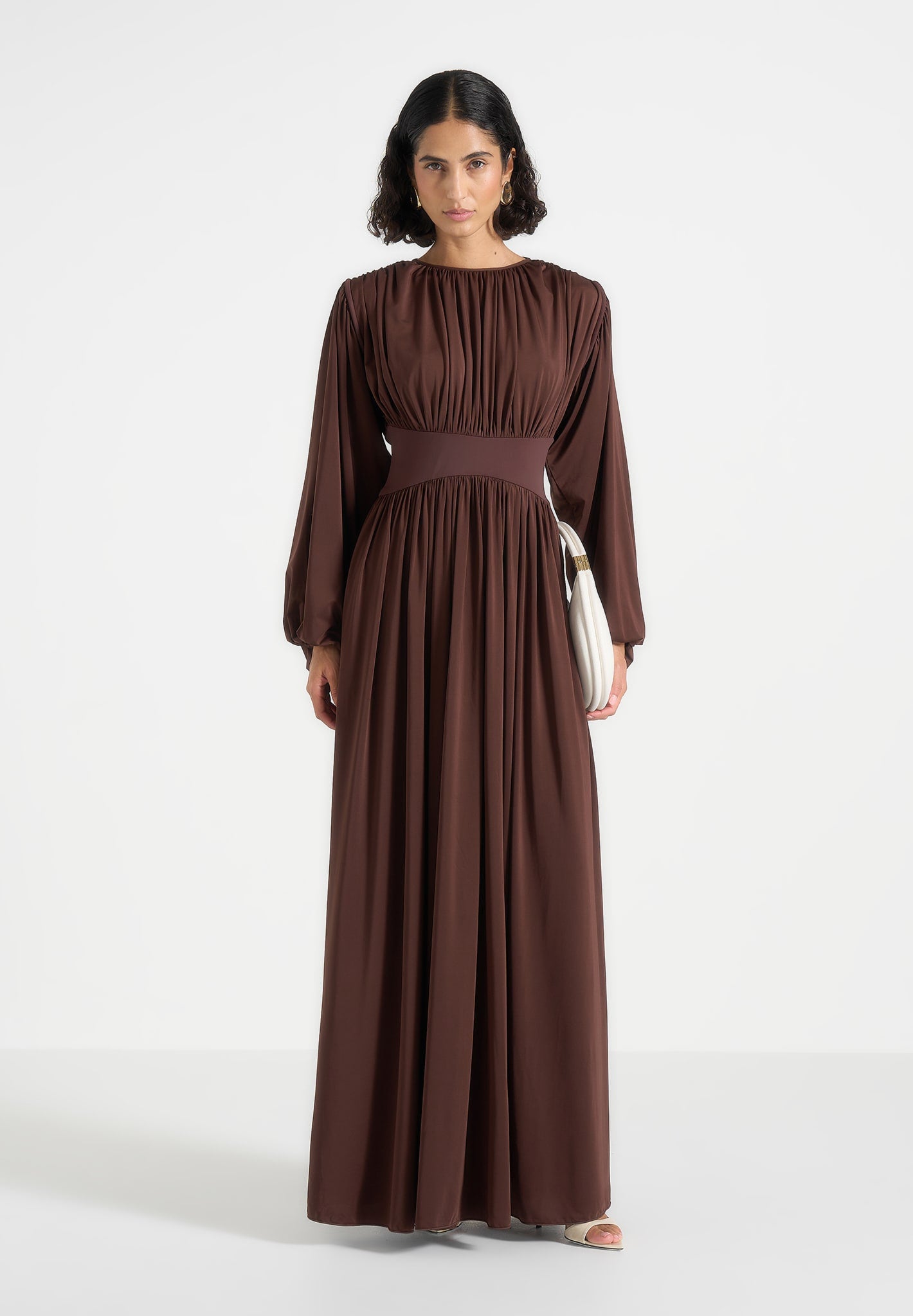 Ivana - Corset Maxi Dress with Detachable Sleeves – Brown