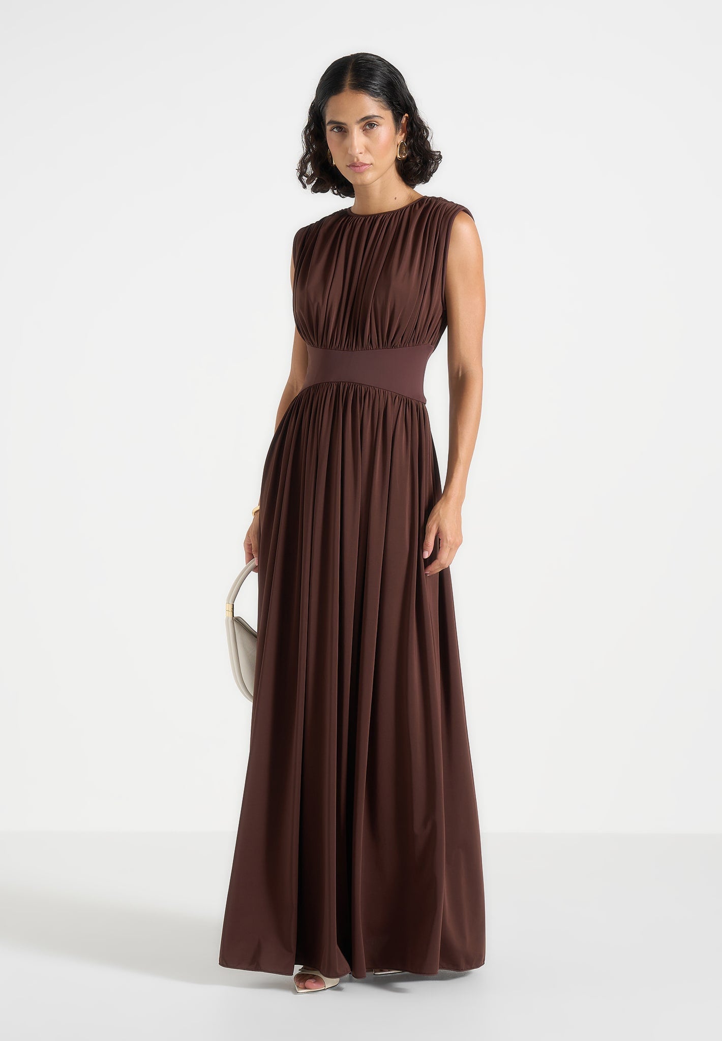 Ivana - Corset Maxi Dress with Detachable Sleeves – Brown