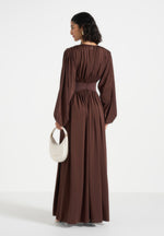 Ivana - Corset Maxi Dress with Detachable Sleeves – Brown