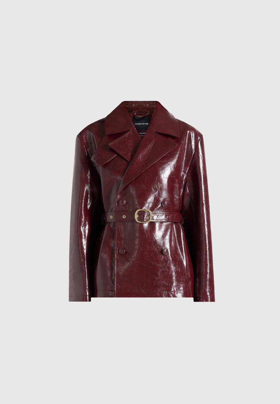 Whitney - Patent Belted Trench Jacket - Wine Red