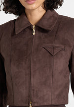 Adina - Suede Cropped Jacket - Brown