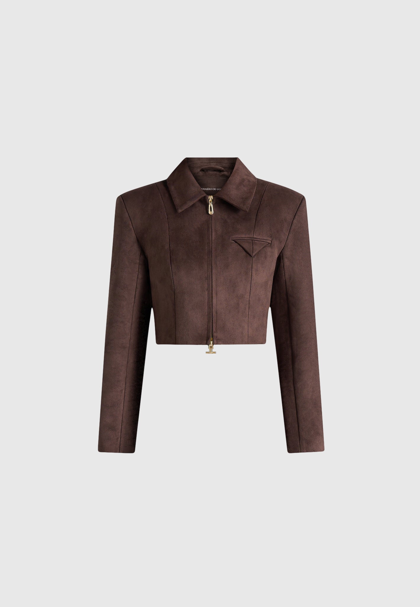 Adina - Suede Cropped Jacket - Brown