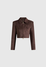Adina - Suede Cropped Jacket - Brown