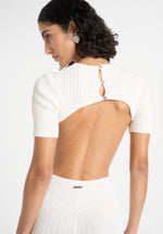 Knitted Backless Jumpsuit - Off White
