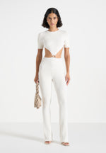 Knitted Backless Jumpsuit - Off White