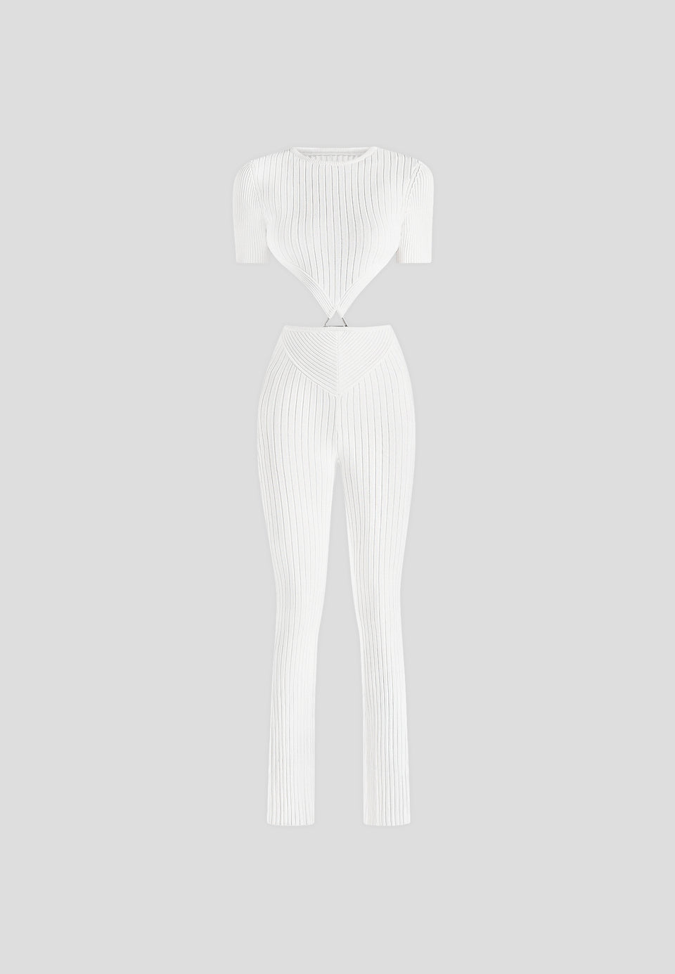 Knitted Backless Jumpsuit - Off White
