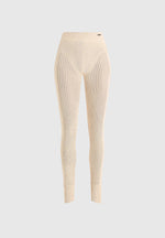 Knitted High Waisted Leggings - Beige