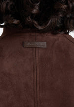 Romain - Unisex Suede Funnel Neck Bomber Jacket - Brown