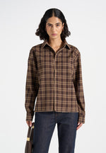 Blake - Unisex Whipstitch Check Shirt - Brown