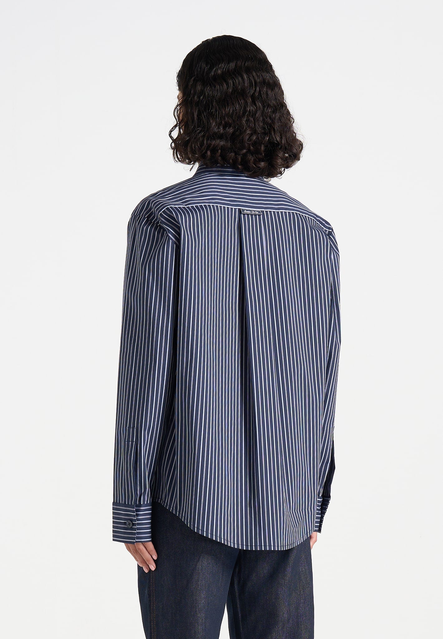 Ronnie - Unisex Pinstripe Long Sleeve Shirt - Navy
