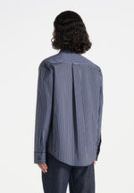 Ronnie - Unisex Pinstripe Long Sleeve Shirt - Navy