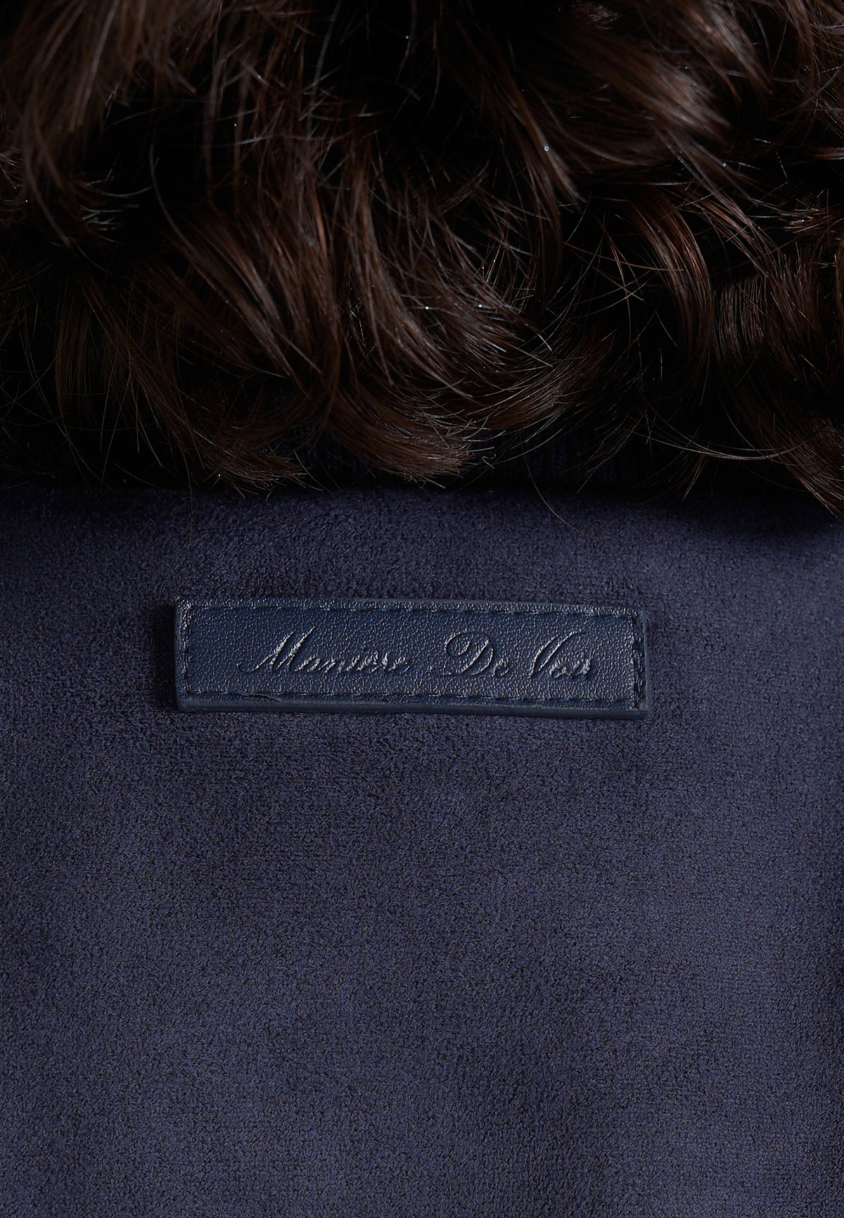 Delfina - Suede Layered-Shoulder Cropped Bomber Jacket - Navy