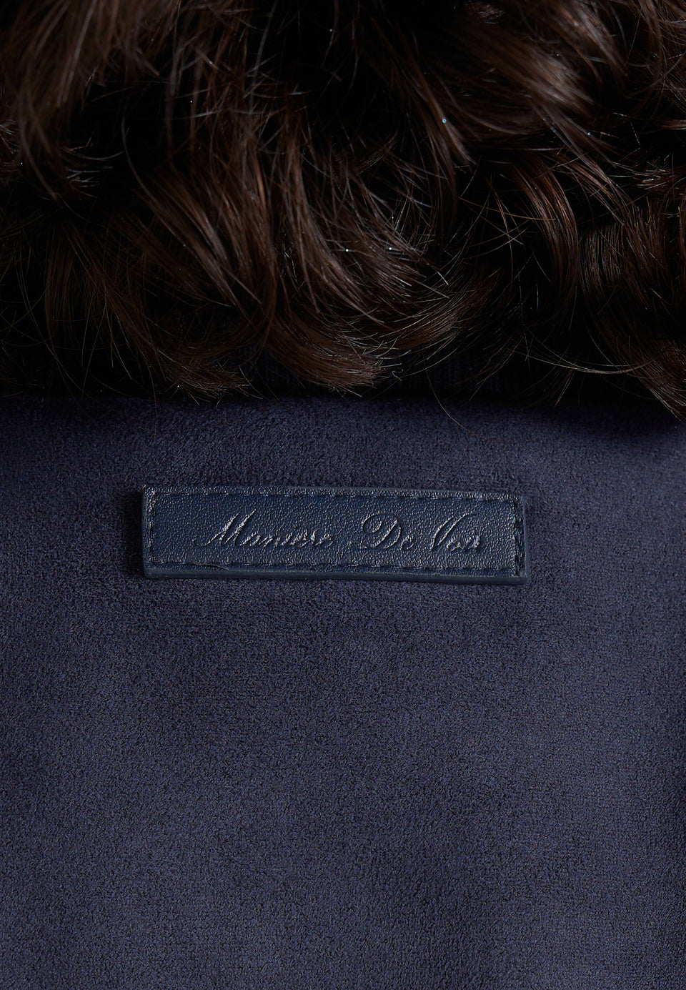 Delfina - Suede Layered-Shoulder Cropped Bomber Jacket - Navy