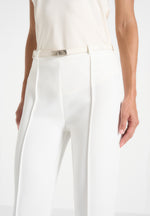 Quinn - High-Waisted Belted Fit & Flare Trousers - White