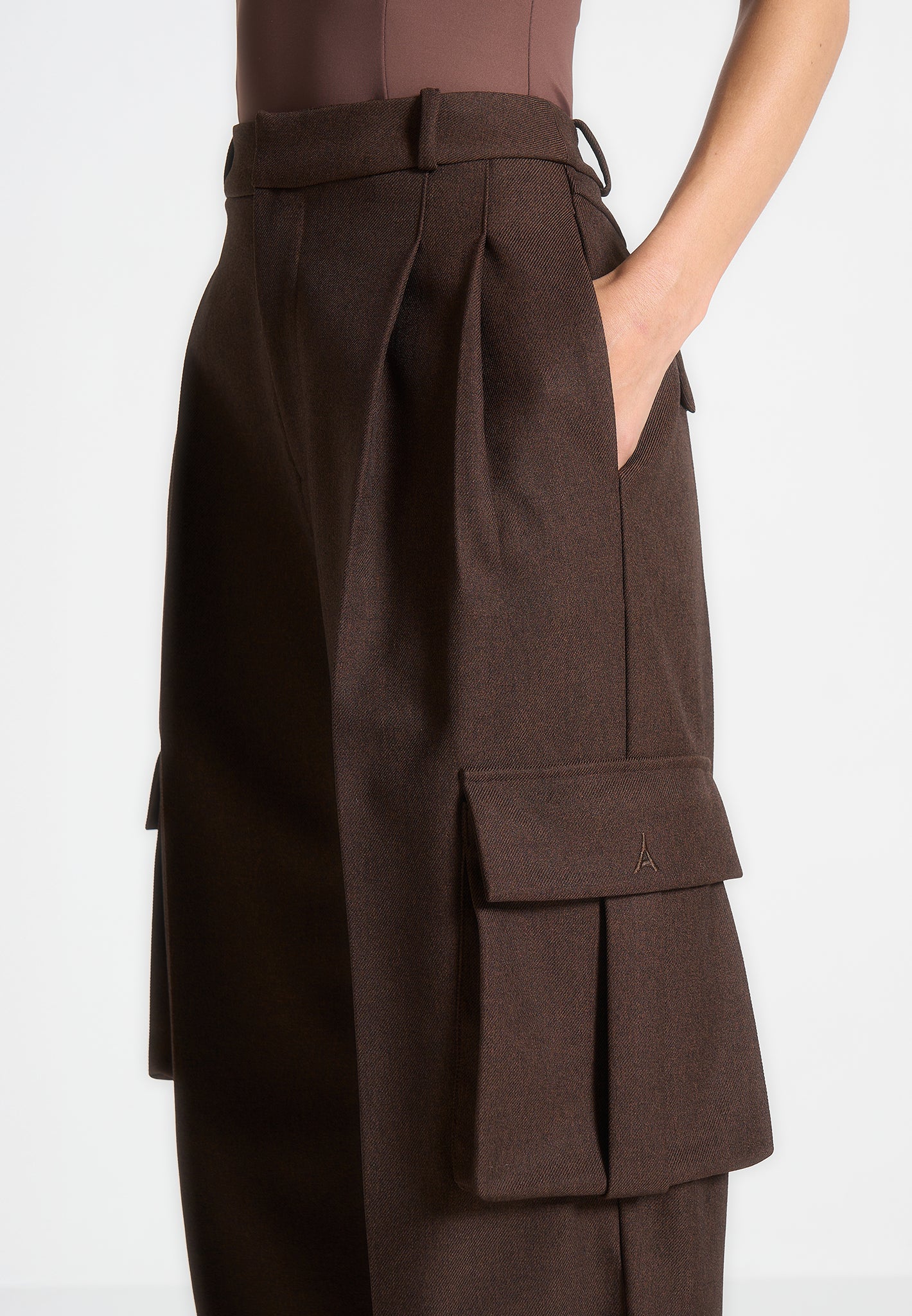 danielle-tailored-pleated-cargo-trousers-brown