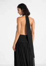 Matilda - Halter Neck Draped Maxi Dress - Black