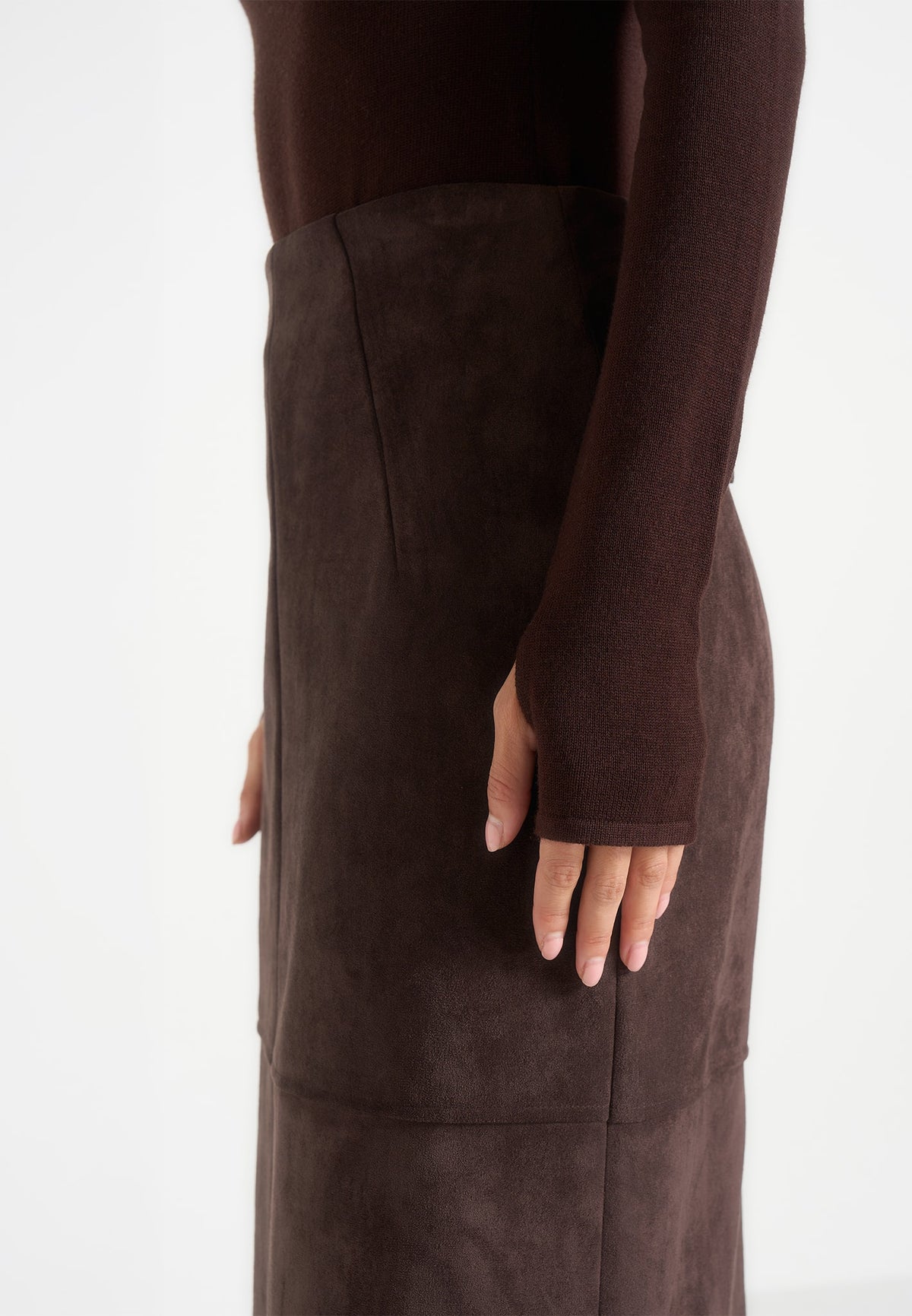 Madeline - Wool-Blend Turtleneck Knit Bodysuit - Brown