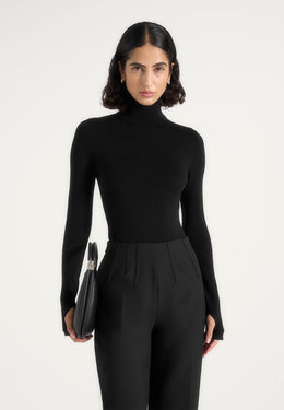 Honor - Wool-Blend Turtleneck Knit Bodysuit - Black