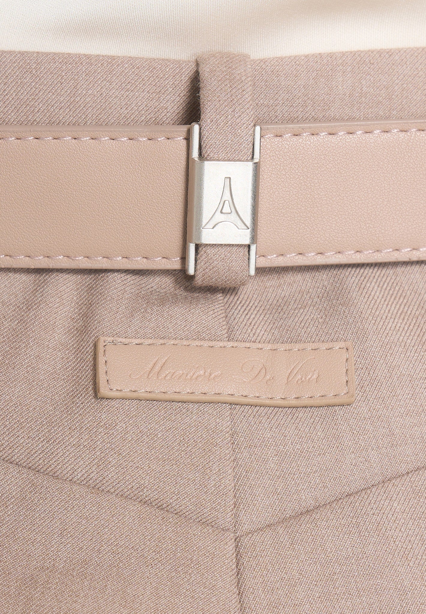 Jodie - Belted Box Pleat Tailored Trousers - Taupe