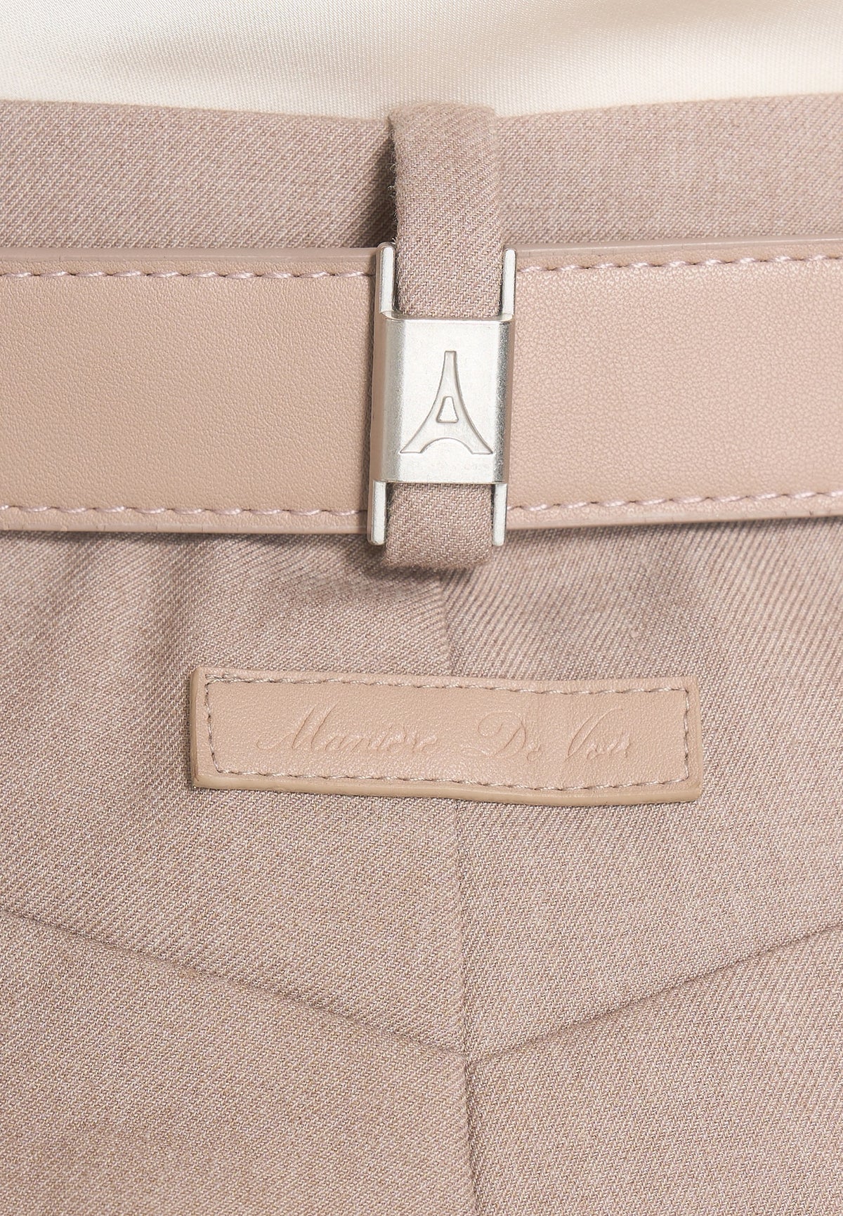 Jodie - Belted Box Pleat Tailored Trousers - Taupe