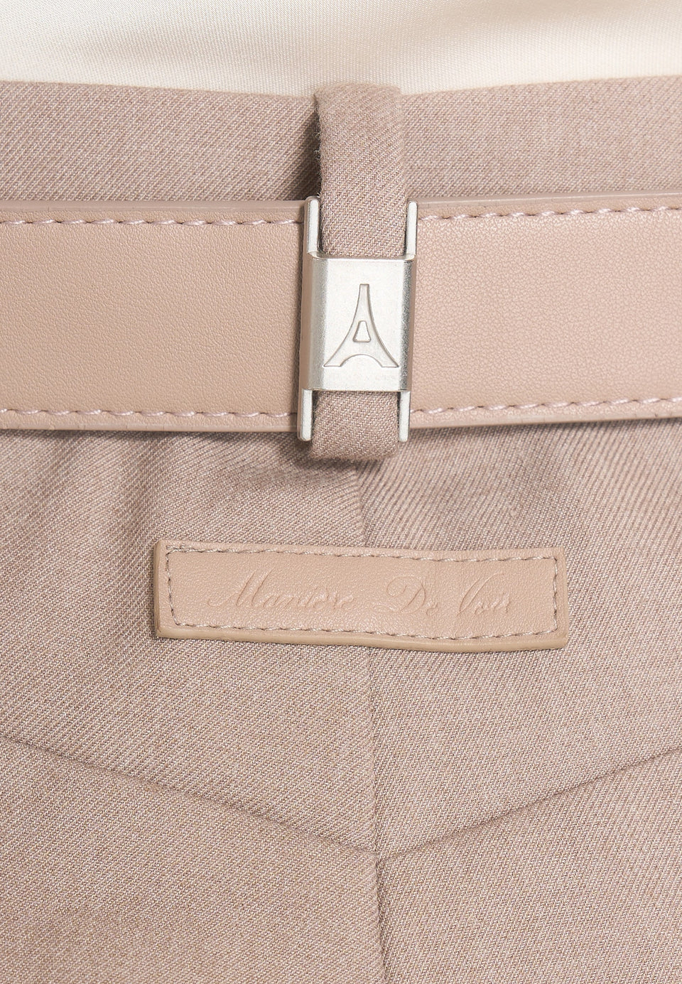 Jodie - Belted Box Pleat Tailored Trousers - Taupe
