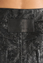 Ruth - Embossed Leather Mid Rise Trousers - Black