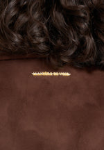 Solange - Suede Tacked Sleeve Corset Jacket - Brown