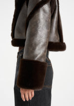 Kena - Vintage Leather & Plush 2-in-1 Gilet Jacket - Brown