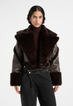 Kena - Vintage Leather & Plush 2-in-1 Gilet Jacket - Brown