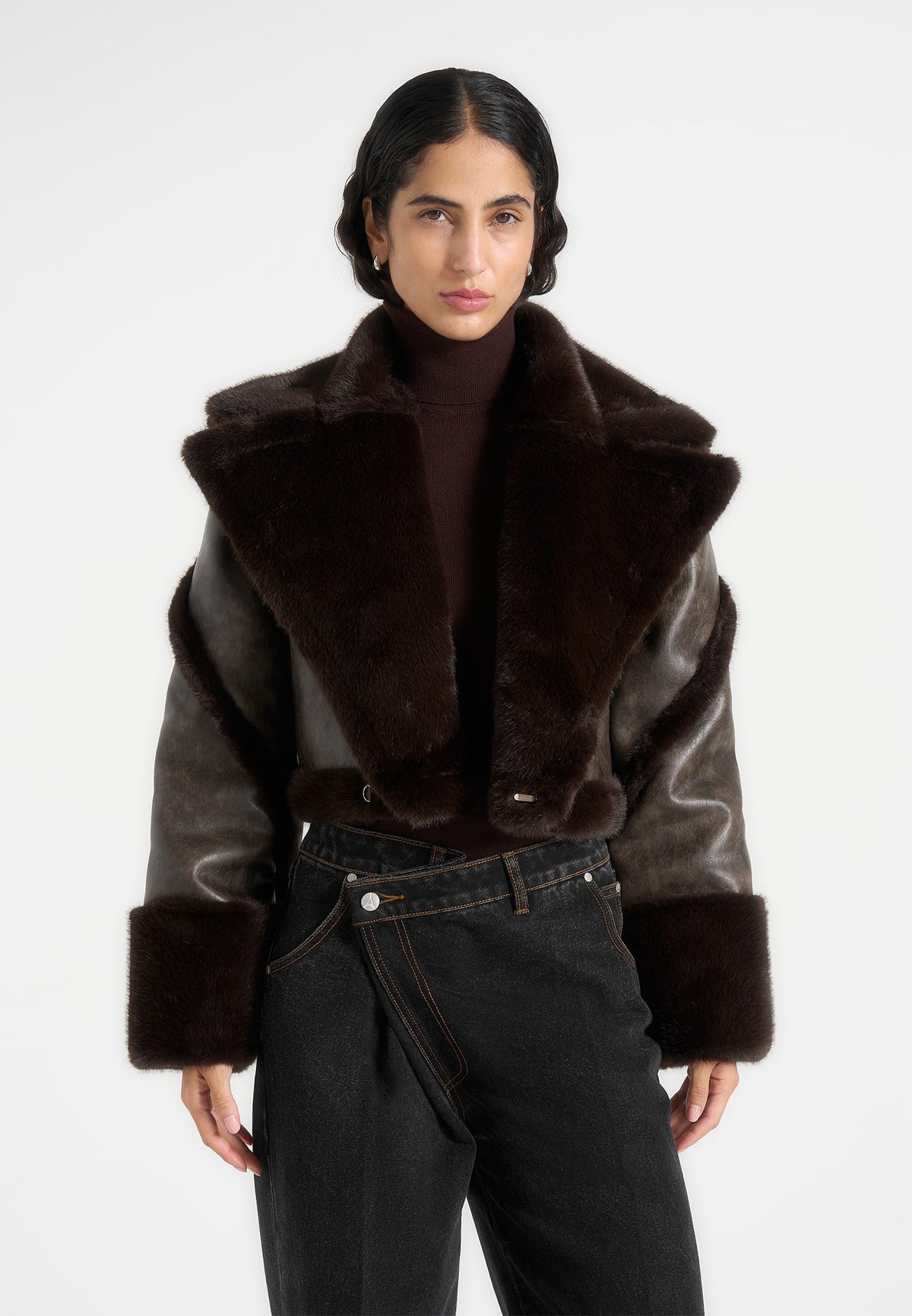 Kena - Vintage Leather & Plush 2-in-1 Gilet Jacket - Brown