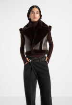 Kena - Vintage Leather & Plush 2-in-1 Gilet Jacket - Brown