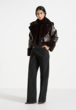 Kena - Vintage Leather & Plush 2-in-1 Gilet Jacket - Brown