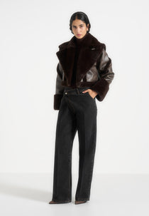 Kena - Vintage Leather & Plush 2-in-1 Gilet Jacket - Brown