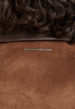 Nino - Unisex Clasp Detail Contrast Stitch Suede Jacket - Tan