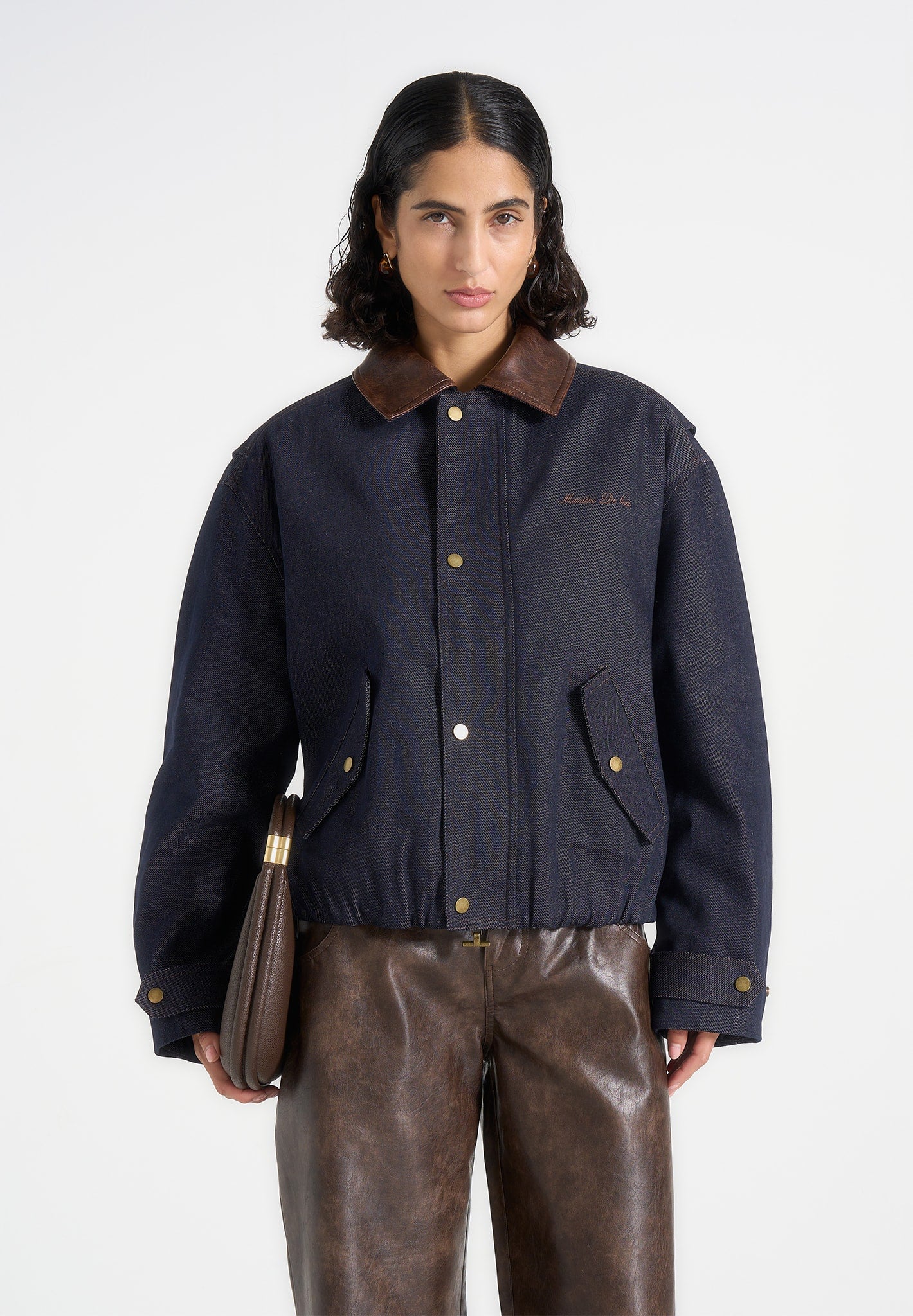 Cameron - Unisex Oversized Denim Bomber Jacket - Indigo
