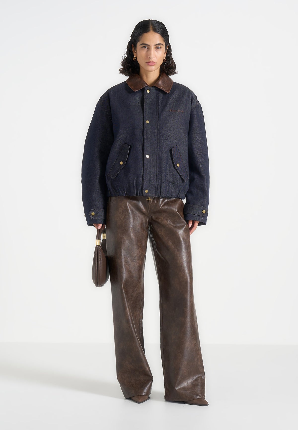 Cameron - Unisex Oversized Denim Bomber Jacket - Indigo