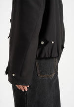 Cameron - Unisex Oversized Tailored Wool-Blend Bomber Jacket - Black