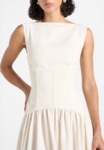 Zadie - Boat Neck Corset Maxi Dress - Cream
