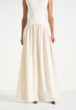 Zadie - Boat Neck Corset Maxi Dress - Cream