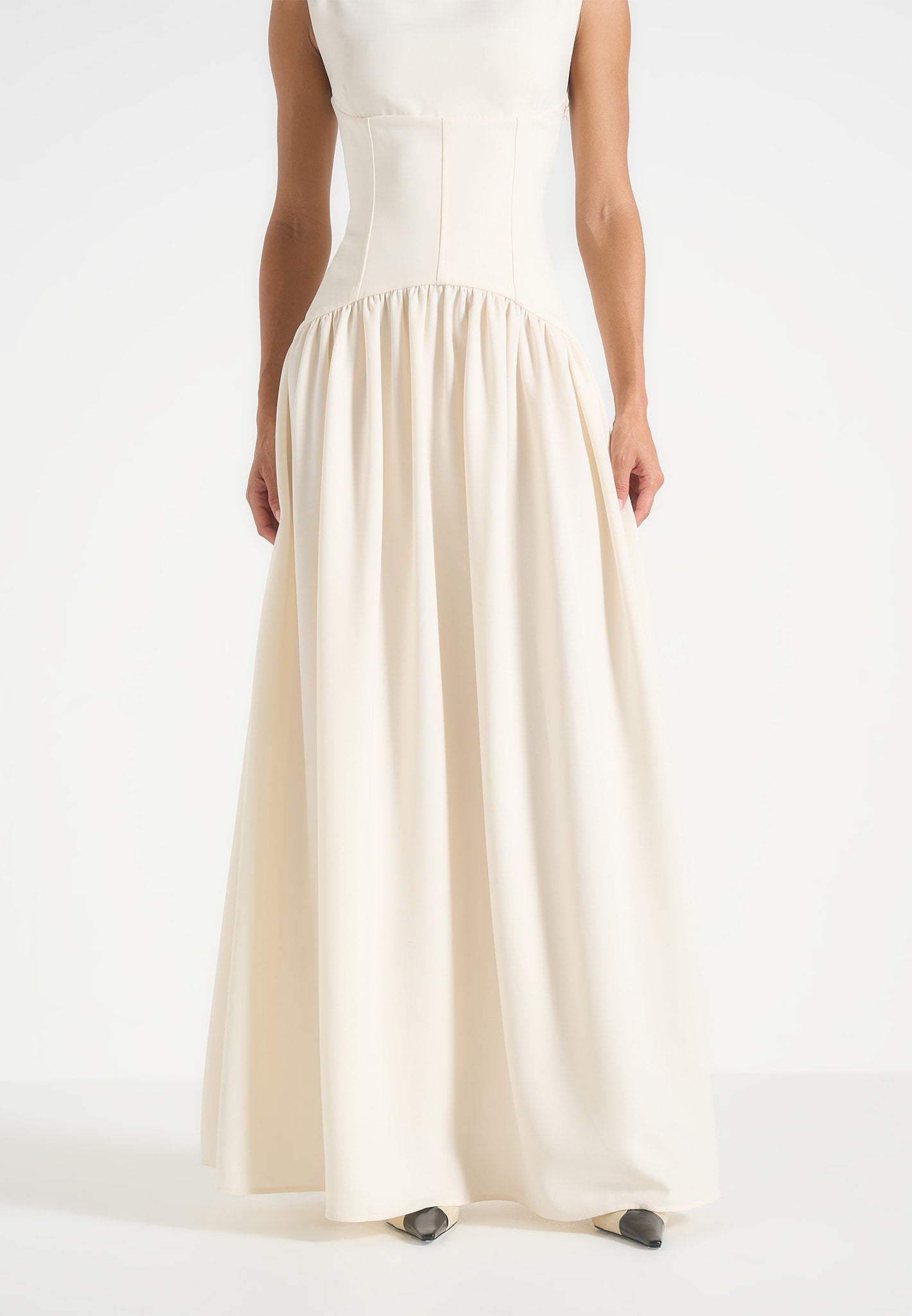 Zadie - Boat Neck Corset Maxi Dress - Cream