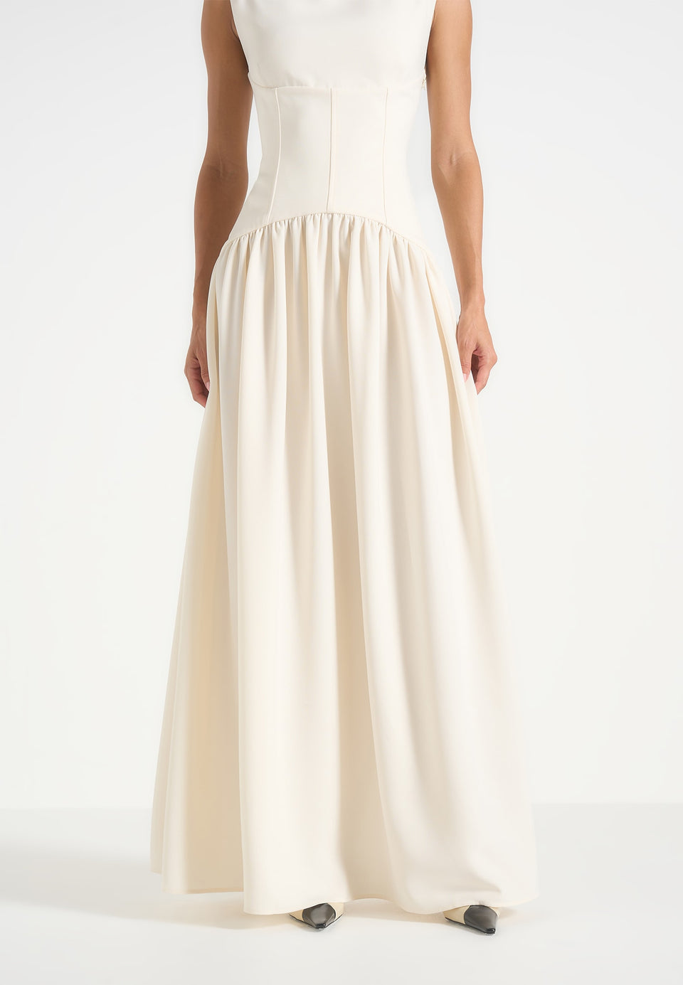 Zadie - Boat Neck Corset Maxi Dress - Cream