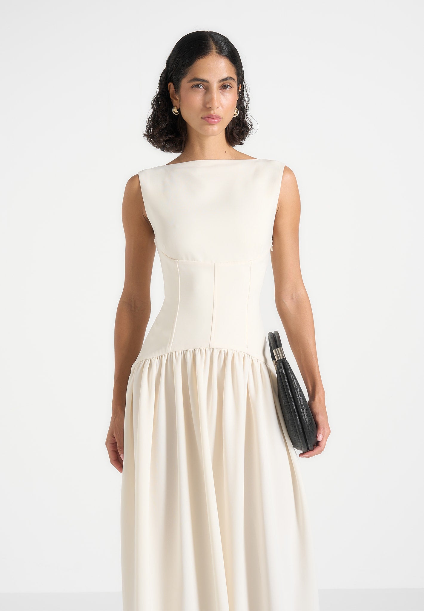 Zadie - Boat Neck Corset Maxi Dress - Cream