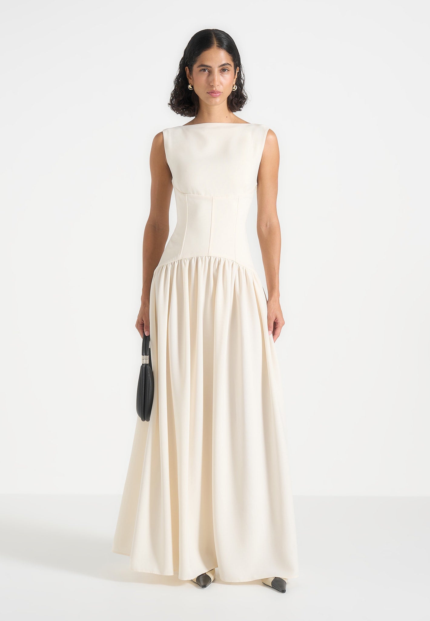 Zadie - Boat Neck Corset Maxi Dress - Cream