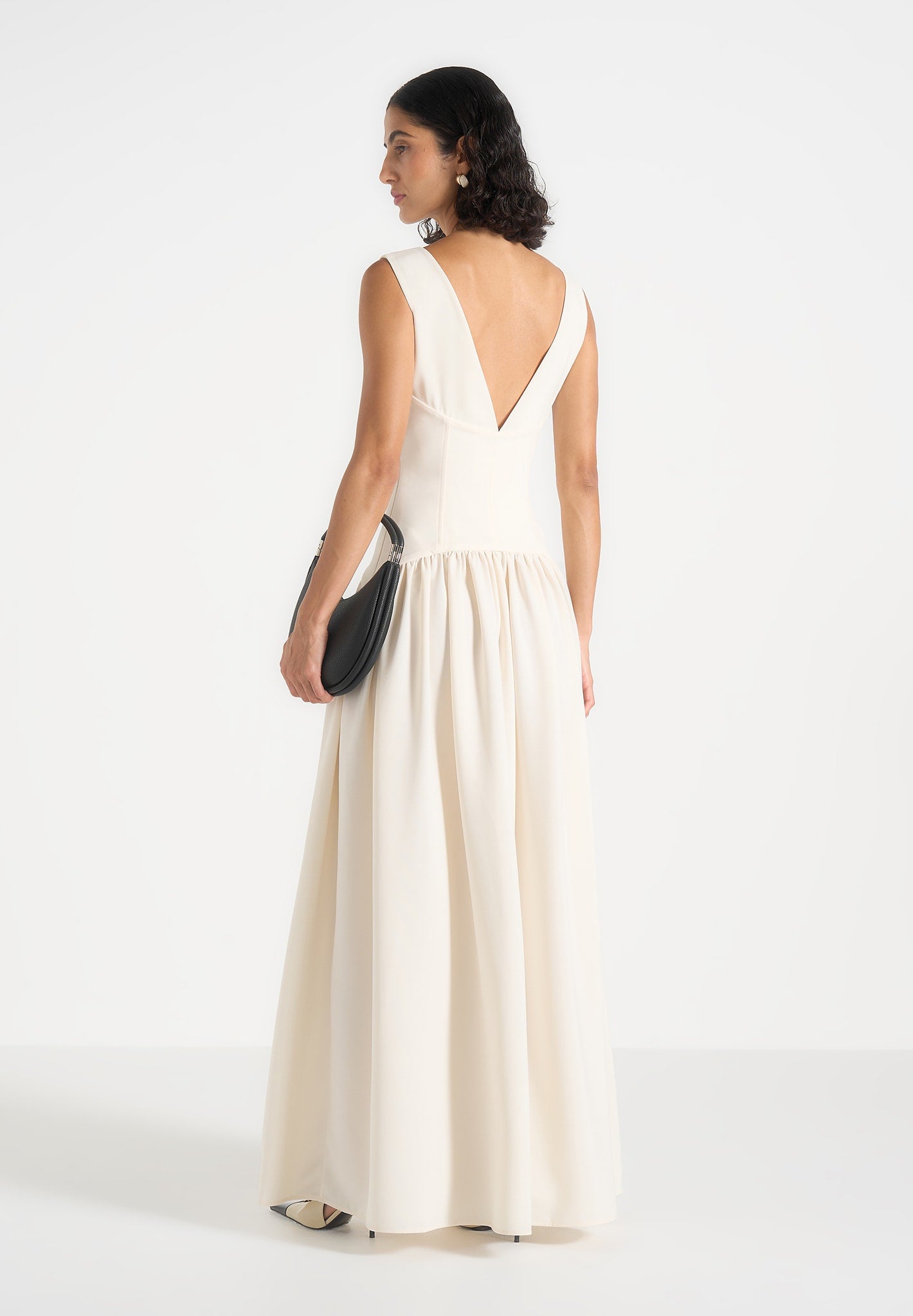 Zadie - Boat Neck Corset Maxi Dress - Cream