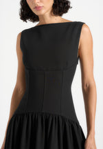 Zadie - Boat Neck Corset Maxi Dress - Black